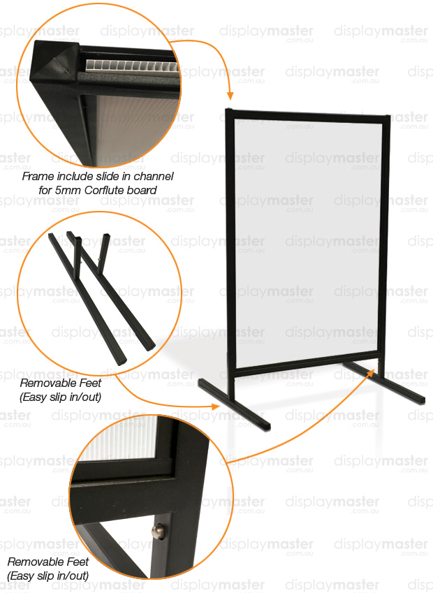 A-Frame sign, Sandwich board sign - Steel frame, Conflute Insert