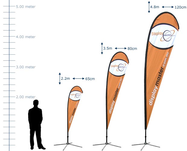 Teardrop Flag Stand. Single Side Teardrop Flag, Double Side Teardrop Flag - Three Sizes: Small, Medium, Large