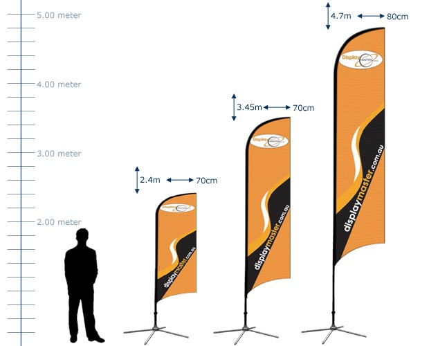 Feather Flag Stand. Single Side Feather Flag, Double Side Feather Flag - Three Sizes: Small, Medium, Large