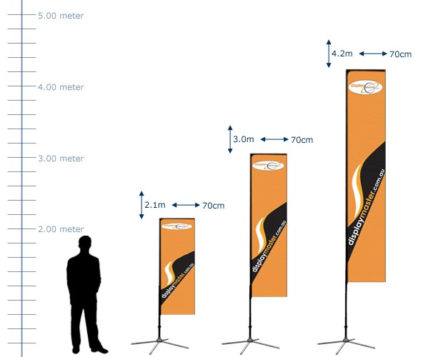 Feather Flag Stand. Single Side Feather Flag, Double Side Feather Flag - Three Sizes: Small, Medium, Large