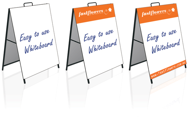 A-Frame sign, Sandwich board sign - Steel frame, whiteboard - whiteboard markers
